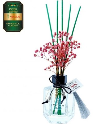 Aşk-ı Sermest Toptan Meczub Çiçek Serisi Kırmızı Gül Kokulu 10 x 120 ml Köşeli Şişe Bambu Çubuklu Ortam Kokusu Reed Diffuser Oda Kokusu