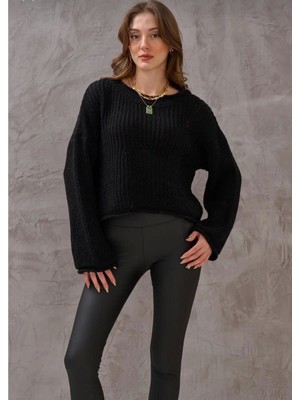 LTG Nova Salaş Delik Detaylı Kazak Siyah