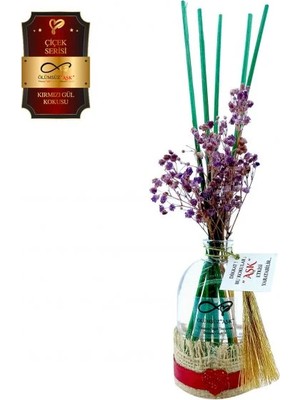 Aşk-ı Sermest Toptan Ölümsüz Aşk Çiçek Serisi Kırmızı Gül Kokulu 5 x 100 ml Oval Şişe Bambu Çubuklu Ortam Kokusu Reed Diffuser Oda Kokusu