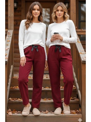 Trivogue Peluşlu Pijama Alt Bordo Nr