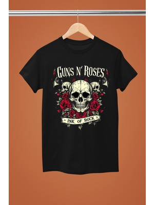 Magors Guns & Roses Baskılı %100 Pamuklu Regular Kalıp Tshırt