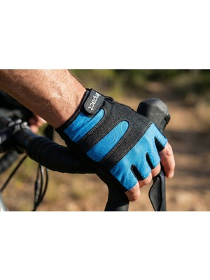 Heugers Impact Peak Jel Destekli Yarım Parmak Bisiklet Eldiveni - Mavi/siyah - Mtb, Yol ve Şehir Bisikleti Ile Uyumlu Konforlu Sürüş Ekipmanı Re