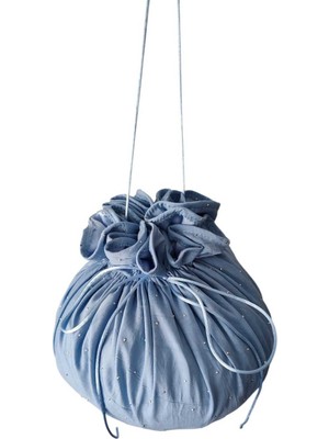 Moda Nur Gelin Kına Takı Kesesi, Takı Çantası ,bebe Mavi Renk, Taşlı Kumaş, Gelin Takı Kesesi