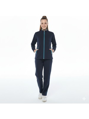 ASN Concept Kadın Lacivert Renk Biyeli Eşofman Takımı(Büyük Beden Seçeneğiyle)