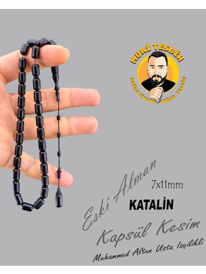 Muri Tesbih Muhammed Altun Küllük Obje Eski Alman Katalin Kapsül Kesim 7X11MM