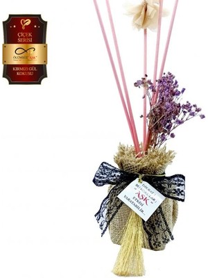Aşk-ı Sermest Toptan Ölümsüz "Aşk" Hasır Serisi Kırmızı Gül Kokulu 60 ml küp Şişe Bambu Çubuklu Ortam Kokusu Reed Diffuser Oda Kokusu 5 Adet