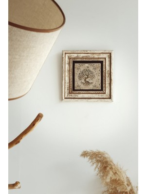 TeknoKapsül Hayat Ağacı (Yaşam) Life Tree Çerçeveli Taş Tablo , Çerçeveli Taş Duvar Dekoru 20 cm