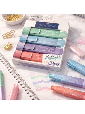 Faber-Castell Metallic Effects Fosforlu Kalem Seti – 4 Renk (Metalik Işıltılı