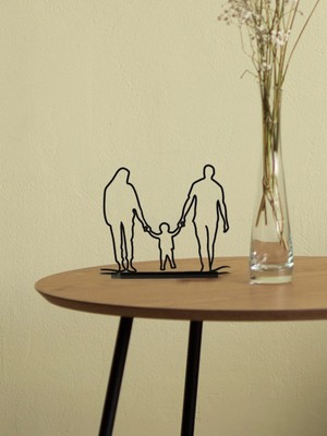 Alvina Atölye Aile Figürlü Dekor Biblo - Anne Baba Erkek Çocuk - Bioplastik