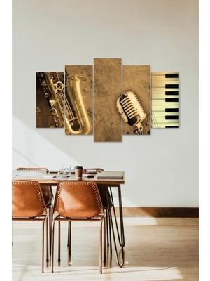 TeknoKapsül Müzik Köşesi 5 Parçalı Mdf Tablo 60 x 100