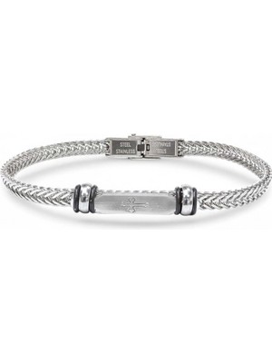 Karpınar Çelik Takı Gothic Cross Çelik Hasır Örgülü Ayarlanabilir Bileklik