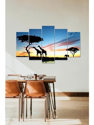 TeknoKapsül Zürafa ve Fil 5 Parçalı Mdf Tablo 60 x 100