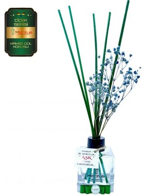 Aşk-ı Sermest Toptan Meczub Çiçek Serisi Kırmızı Gül Kokulu 10 x 60 ml küp Şişe Bambu Çubuklu Ortam Kokusu Reed Diffuser Oda Kokusu
