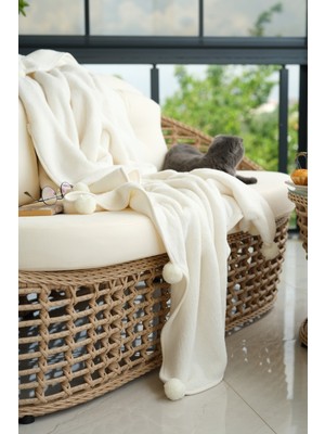 Cakkatex Ponponlu Ekstra Yumuşak Wellsoft Tv Battaniyesi|koltuk Battaniyesi