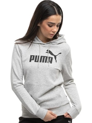 Puma Kadın Kapşonlu Ess Logo Hoodie Beyaz Siyah Sweatshirt