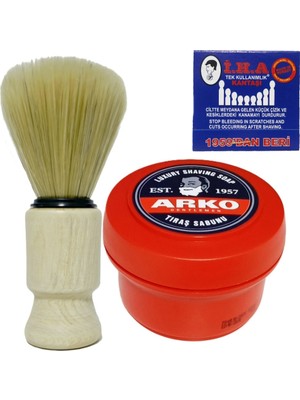 Atamanstore Klasik Tıraş Seti | Ahşap Sakal Tıraş Fırçası | Arko Kase Tıraş Sabunu | Kibrit Kantaşı