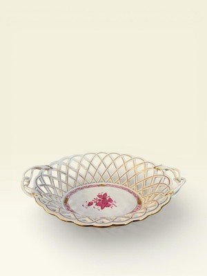 Herend Ajurlu El Yapımı Porselen Servis Tabağı | 33X22X8 cm | El Boyama | Koleksiyonluk