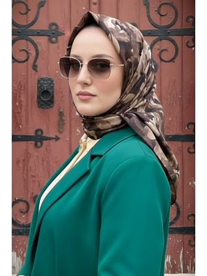 İmaj Butik Kahverengi İpekhan Soft Dijital Pamuklu Eşarp