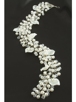 Makay Yaprak Inci Kristal Saç Aksesuarı