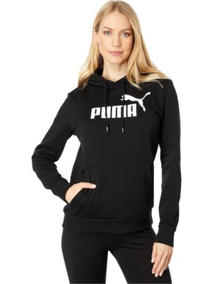 Puma Kadın Kapşonlu Ess Logo Hoodie Beyaz Siyah Sweatshirt