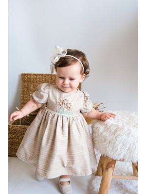 ministok Sementa Kız Bebek Nakışlı Elbise