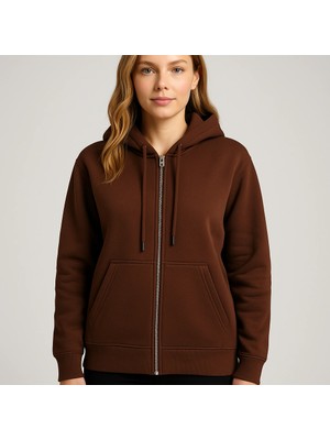 Laviva Fashion Fermuarlı ve Cepli Kapüşonlü Sweatshrirt