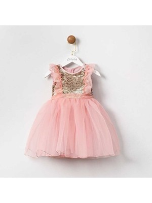 Cumino Dream Kız Çocuk Payetli Pembe Şifon Elbise