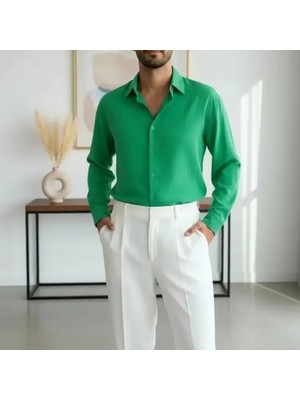 Moda Yeşil Oversize Rahat Kalıp Gömlek