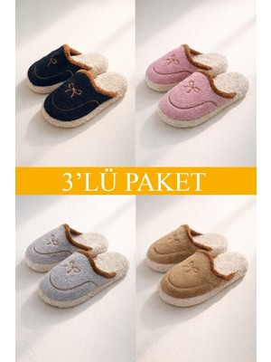 ModaFrato 3'lü Paket AMORE Kapalı Kadın Terlik Ev Terliği