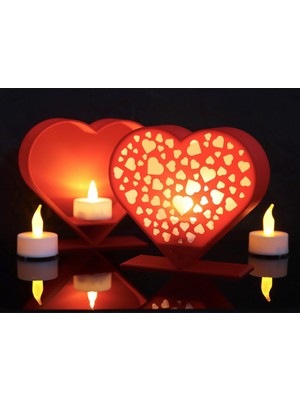 Tealight Işıklı Kalp Lamba