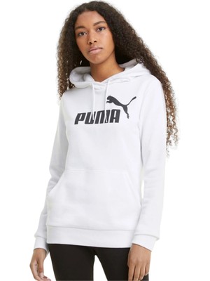 Puma Kadın Kapşonlu Ess Logo Hoodie Beyaz Siyah Sweatshirt