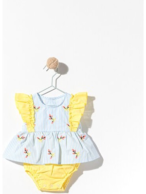 ministok Çiçekli Kız Bebek Romper