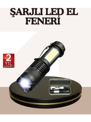 Küçük Boy Şarjlı LED El Feneri Taşınabilir Klipsli (Neva-Box)