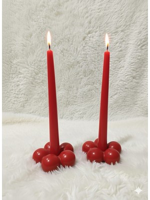 By Fii Home Çiçek Şamdan Taş Tozu Noel Temalı 2'li  Mumlar Dahil