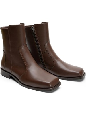 Emienza Hawk Vegan Deri Küt Burun Bayan Bot