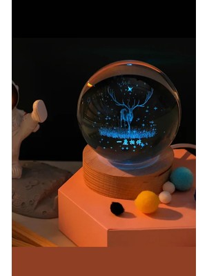 Yılbaşına Özel Renk Değiştiren Geyik Cam Küre