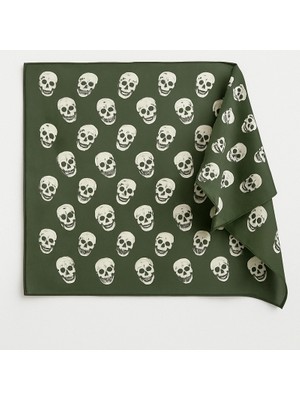 TrendyChic Yeşil Kuru Kafa Desenli Şık Fular/şal