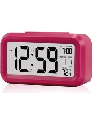 Işıklı Dereceli Masa Ofis Saati Alarmlı Termometre Takvim Çalar Saat Kozmix