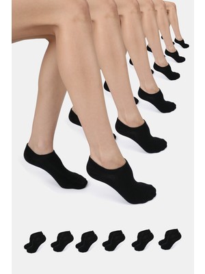 ERENART Bambu Kadın Sneaker Siyah Çorap Dikişsiz Görünmez Bilekte Spor Çorap Premium 6'lı Paket