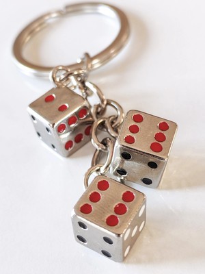 Moncuk Design Tavla Zarlarından Metal Anahtarlık