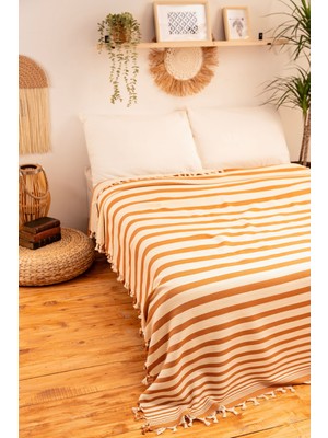 %100 Pamuk Çift Kişilik Püsküllü Pike, Yatak Örtüsü 160X220 cm