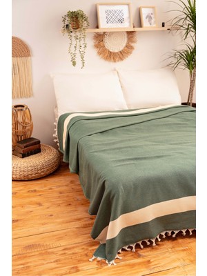 %100 Pamuk Çift Kişilik Püsküllü Pike, Yatak Örtüsü 240X260CM