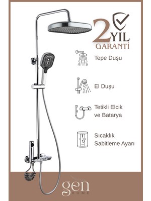 Piano Tepe Duş Sistemi - Krom