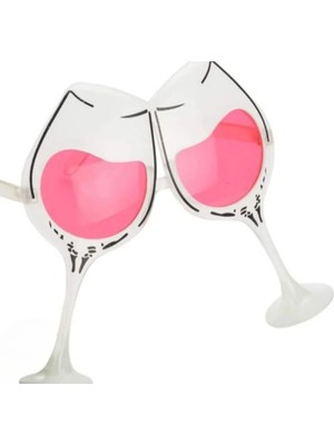 Pembe Şarap Kadehi Parti Gözlüğü