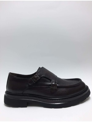 Zeybek Hakiki Deri Hafif Çift Tokalı Kahverengi Erkek Ayakkabı C-9112627ZYBK