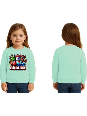 Sedirli Unisex Roblox Baskılı Çocuk Swaetshirt 3 Iplik Şardonlu