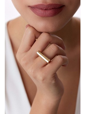 Oroline Kuyumculuk 14 Ayar Altın Modern Şık Tasarımlı Taşsız Kadın Yüzük