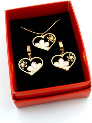 Royaleks Papatya Kalp Set Kolye - Altın