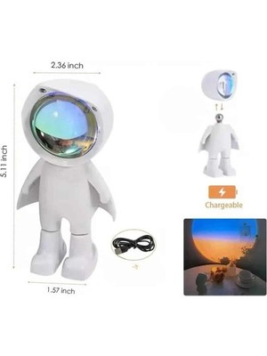 Store Mania Gün Batımı Lambası Işık Arka Plan Projektör Sevimli Astronot Enerji Tasarruflu STOREMANIA-965