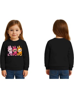 Sedirli Unisex Labubu Baskılı Çocuk Swaetshirt 3 Iplik Şardonlu